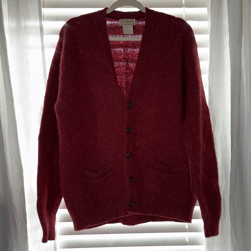 L.L. Bean Men's Burgundy Cardigan Sweater